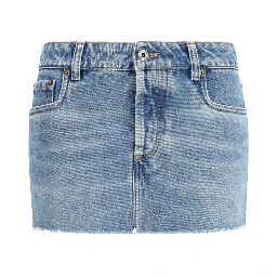 Blue Cotton Mini Skirt