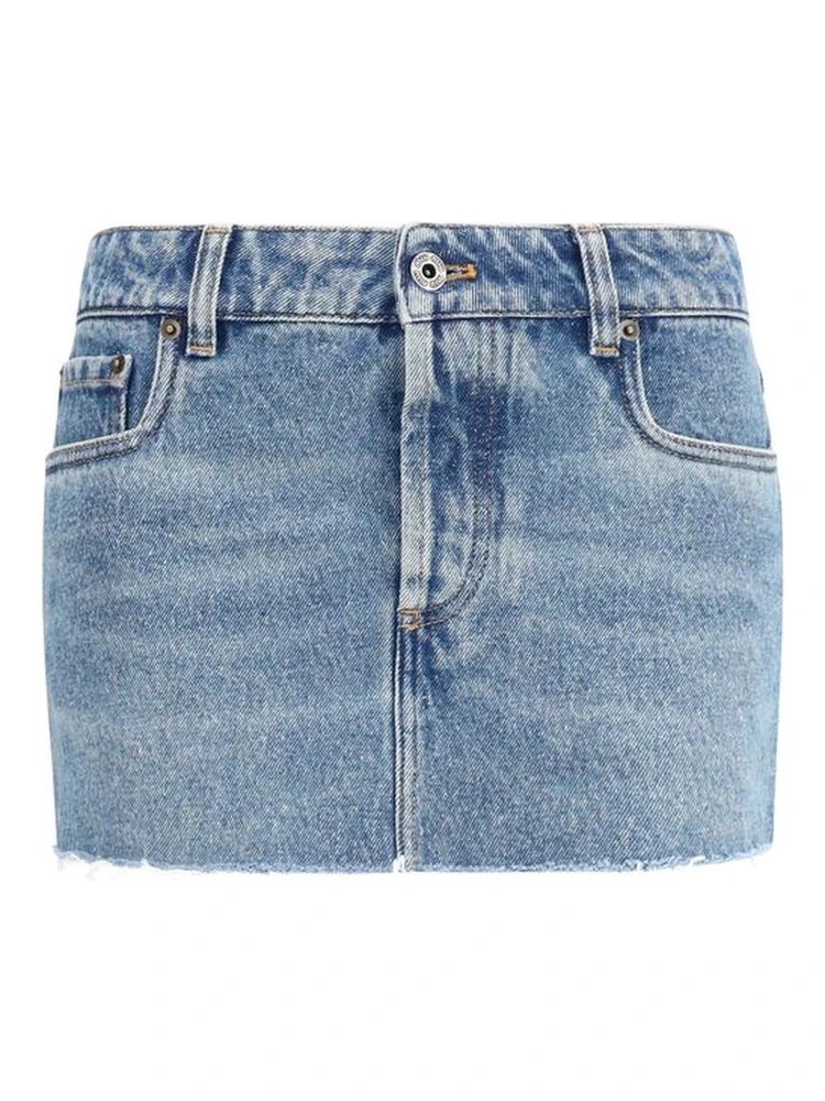 Blue Cotton Mini Skirt