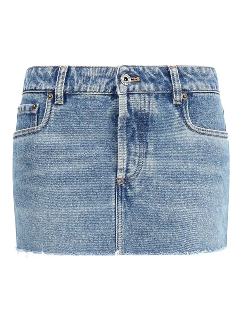 Blue Cotton Mini Skirt