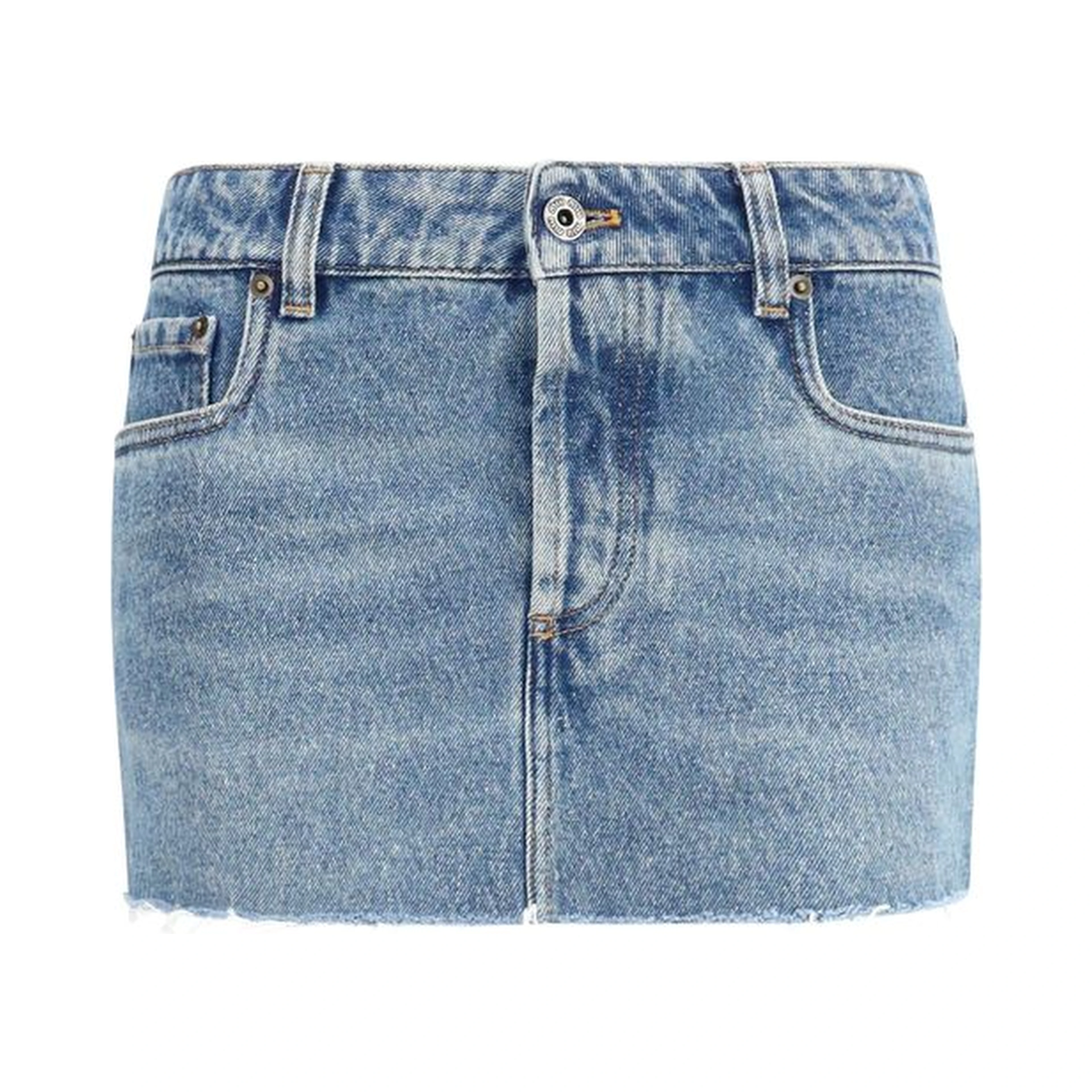 Blue Cotton Mini Skirt