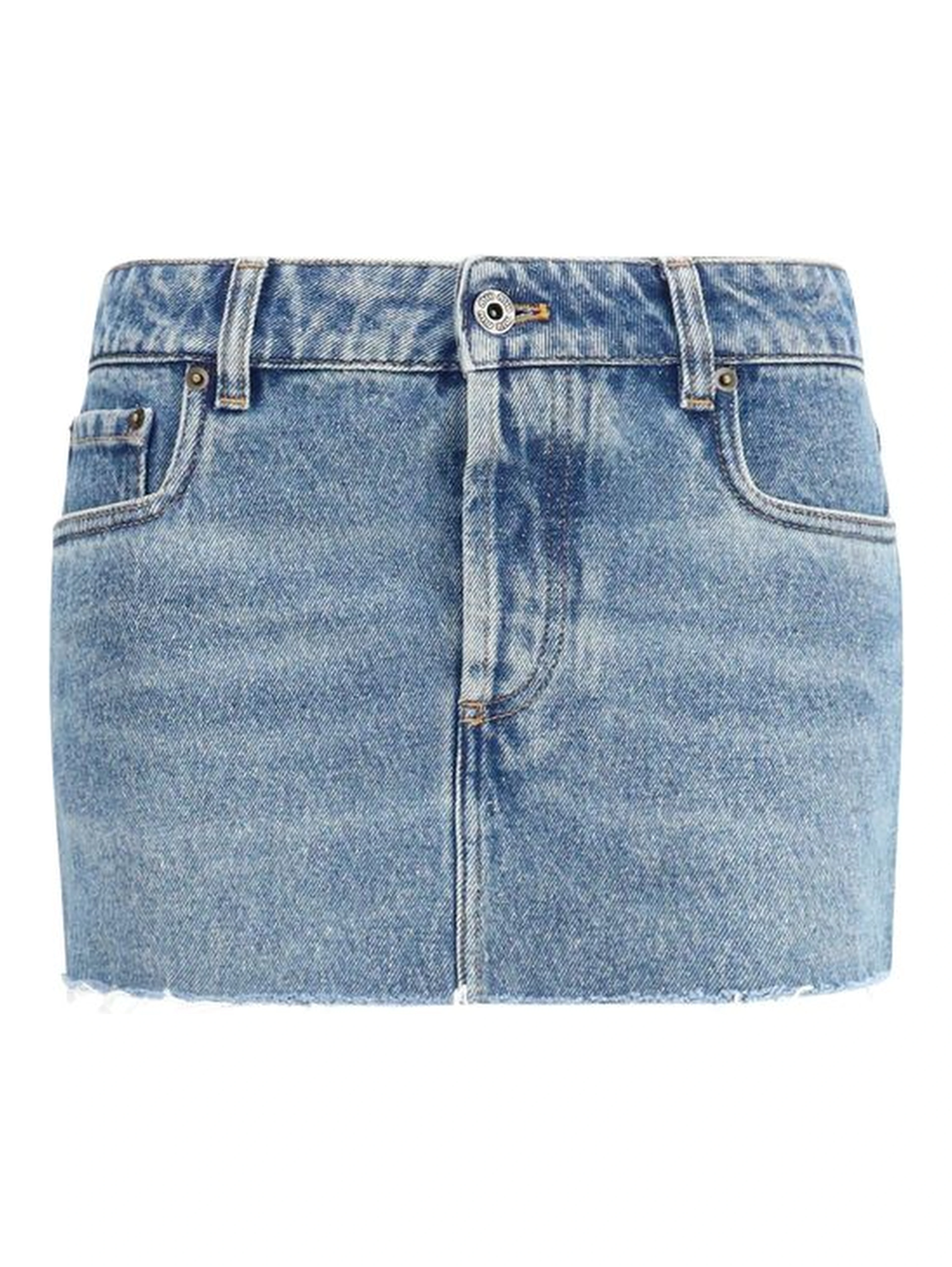 Blue Cotton Mini Skirt