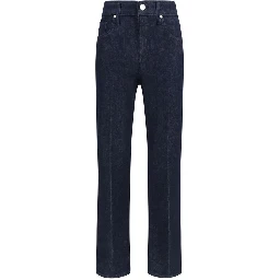 Blue Polyester Cropped Jeans