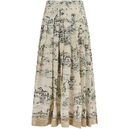 Beige Linen Midi Skirt