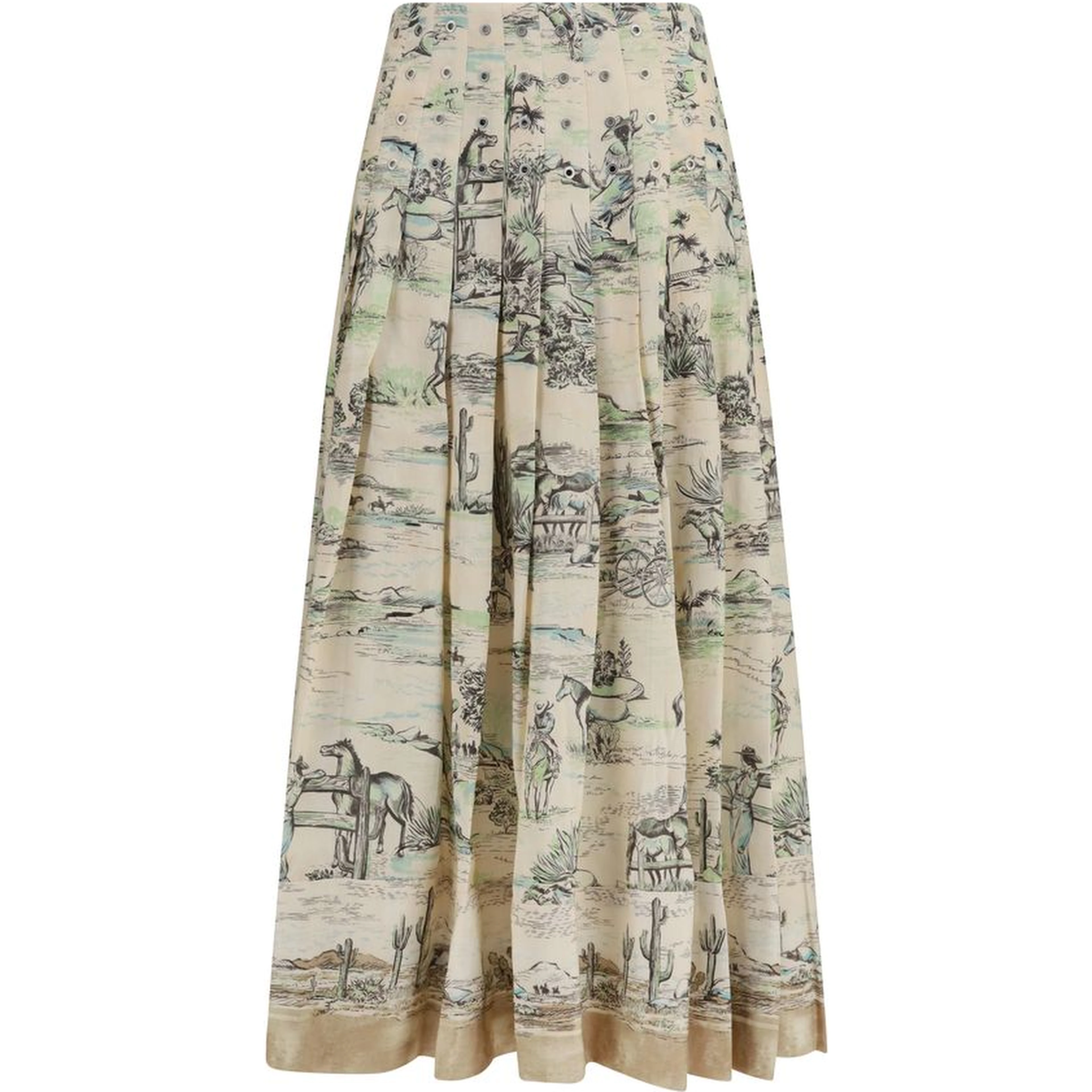 Beige Linen Midi Skirt