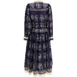 Blue Ramie Casual Dress