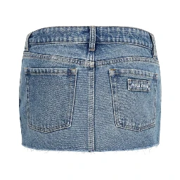 Blue Cotton Mini Skirt