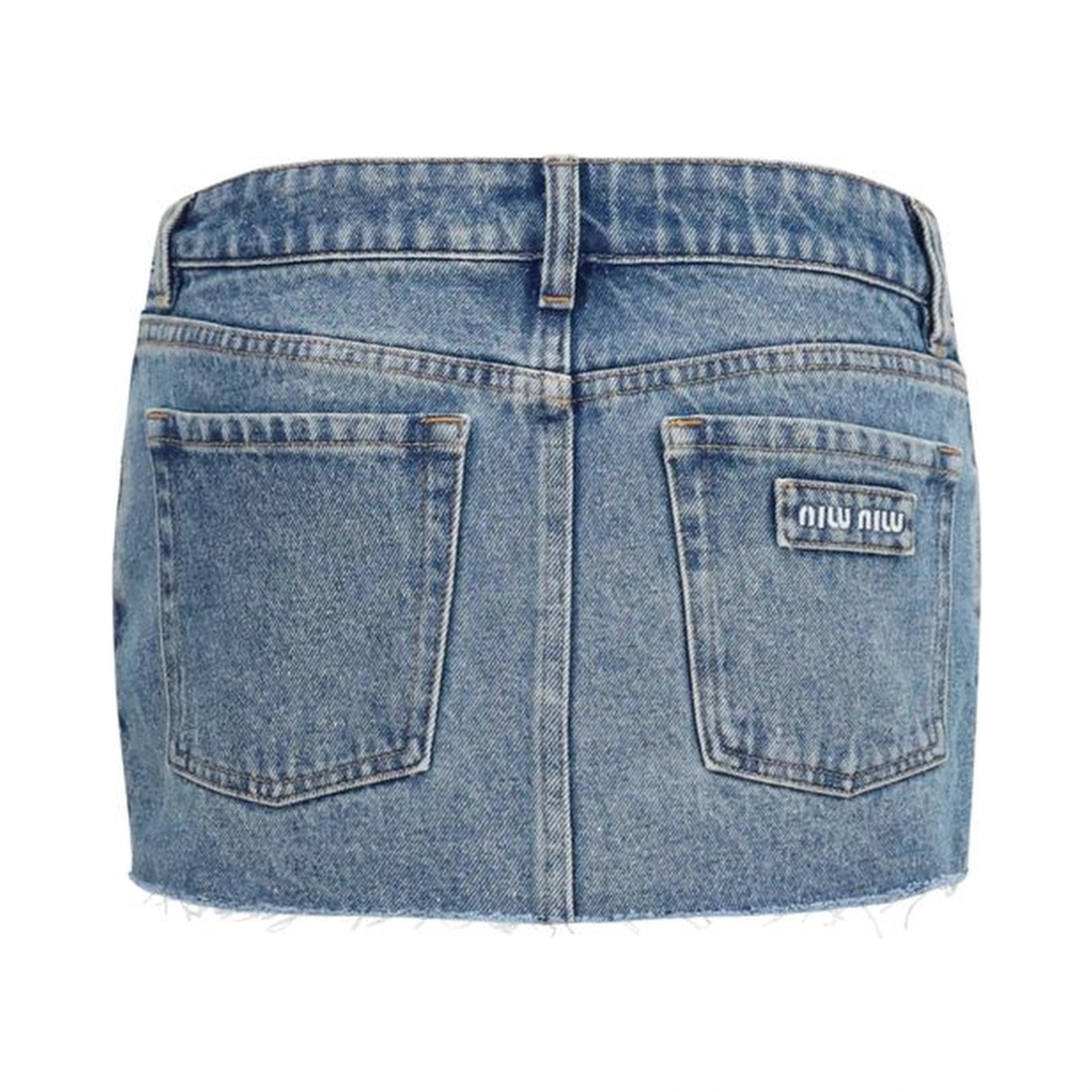 Blue Cotton Mini Skirt