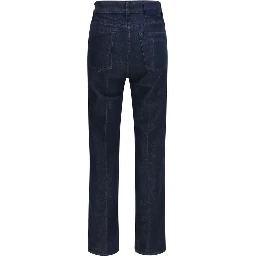Blue Polyester Cropped Jeans
