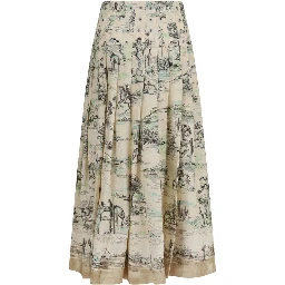 Beige Linen Midi Skirt