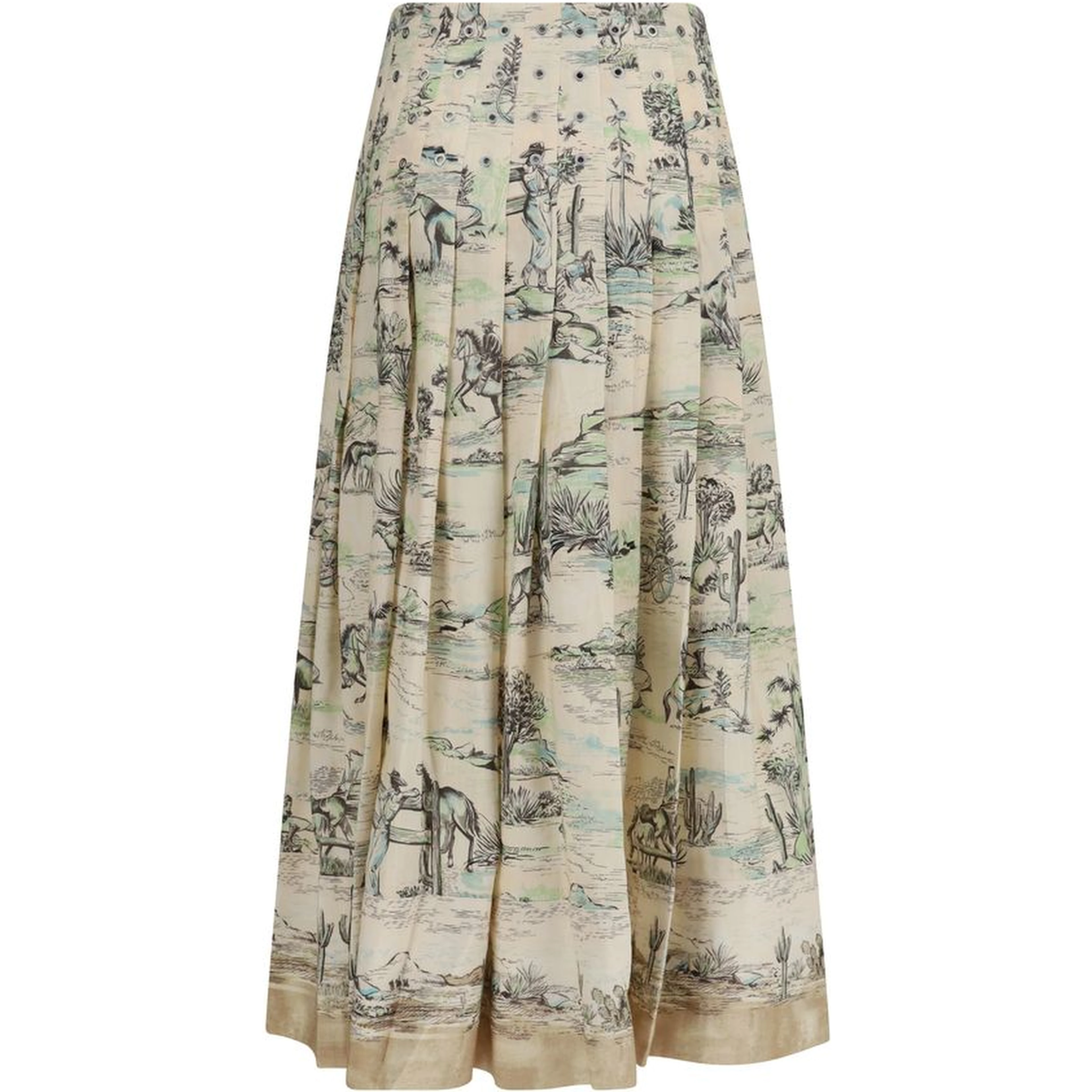 Beige Linen Midi Skirt