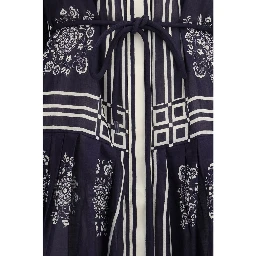 Blue Ramie Casual Dress