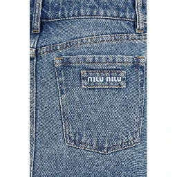 Blue Cotton Mini Skirt