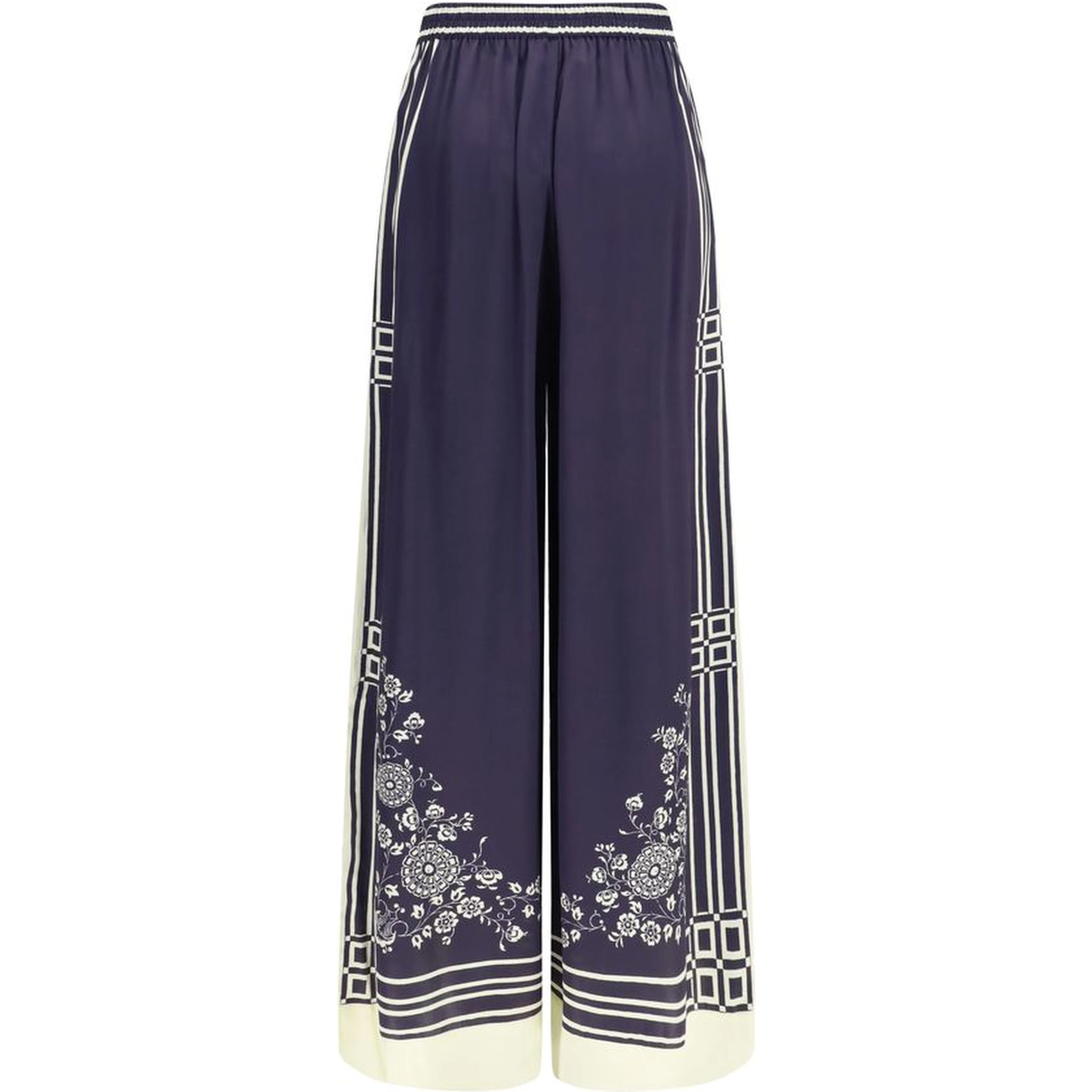 Blue Silk Casual Pants