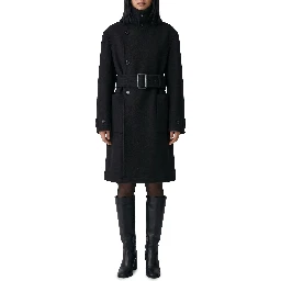 Black fitted wrap coat