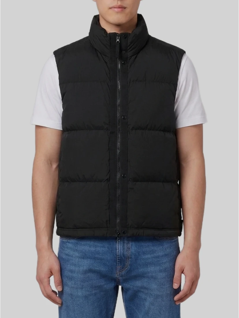 Black quilted nylon vest