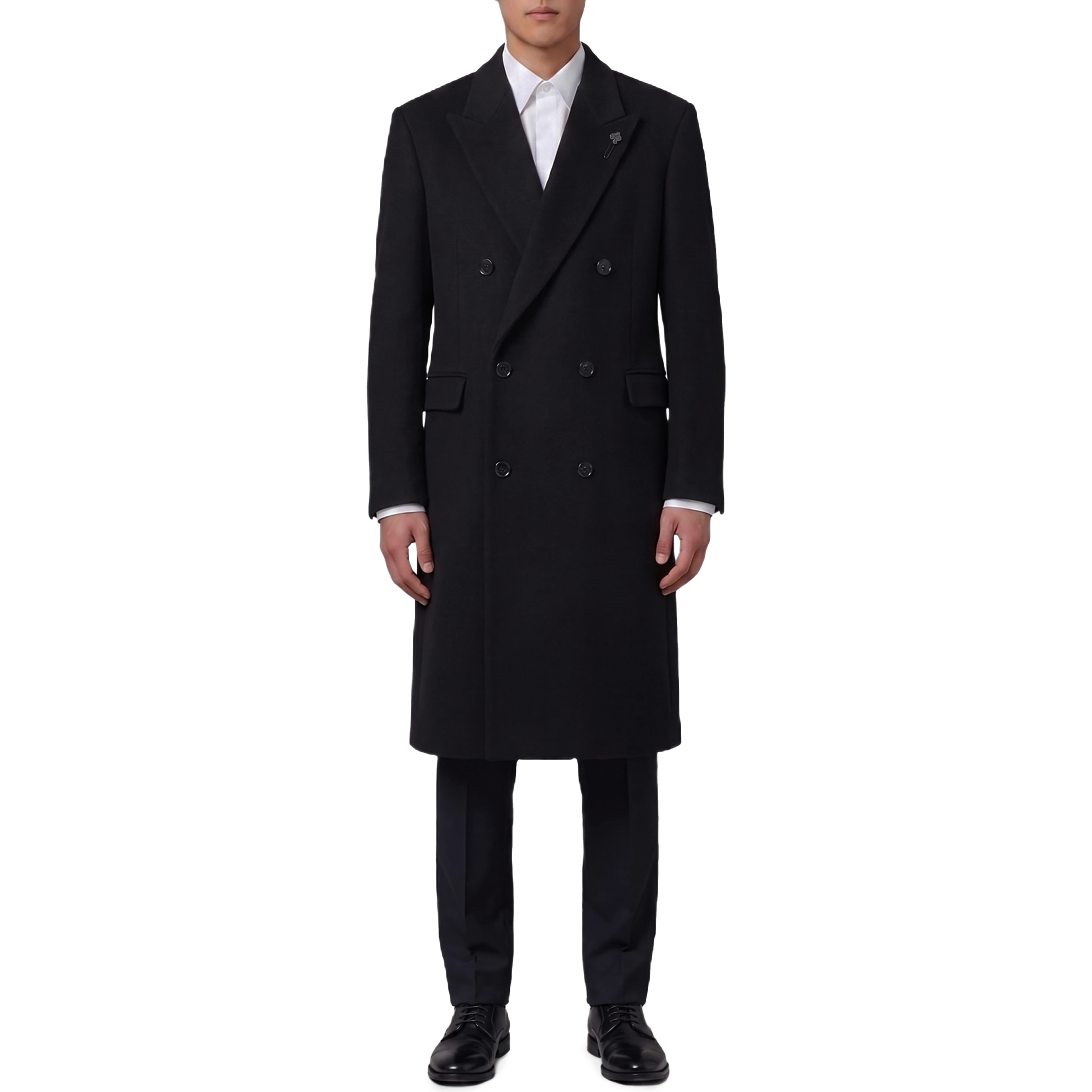 Black double-breasted coat