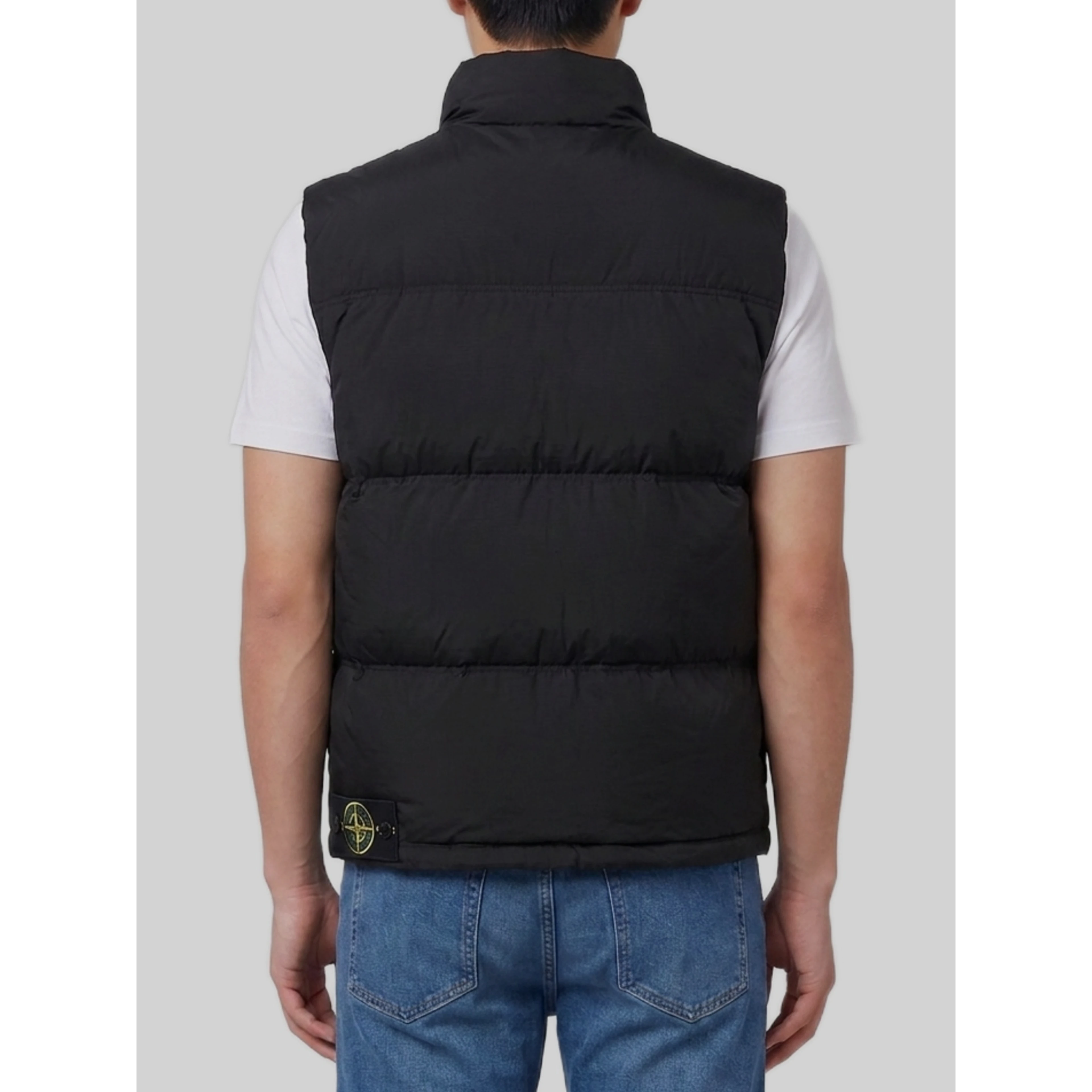 Black quilted nylon vest