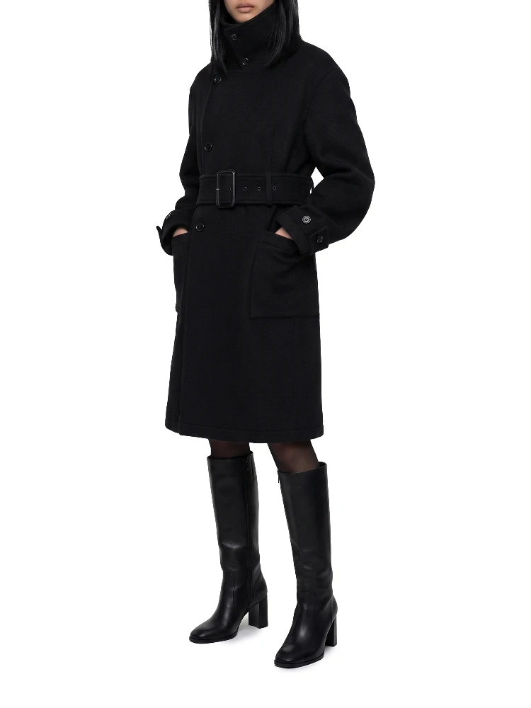 Black fitted wrap coat alternative