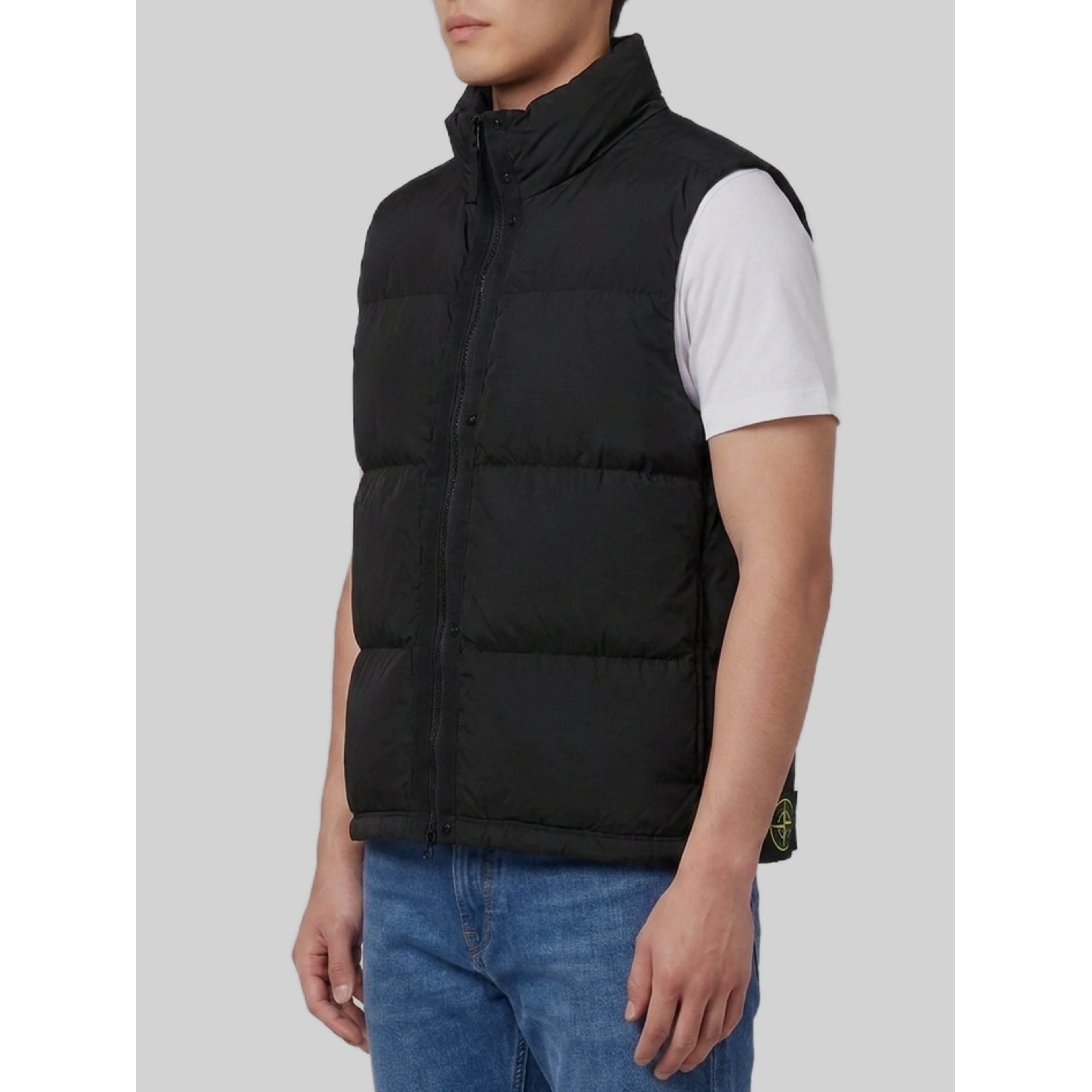 Black quilted nylon vest