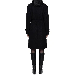 Black fitted wrap coat