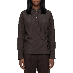 Licorice straight collar Twisted shirt