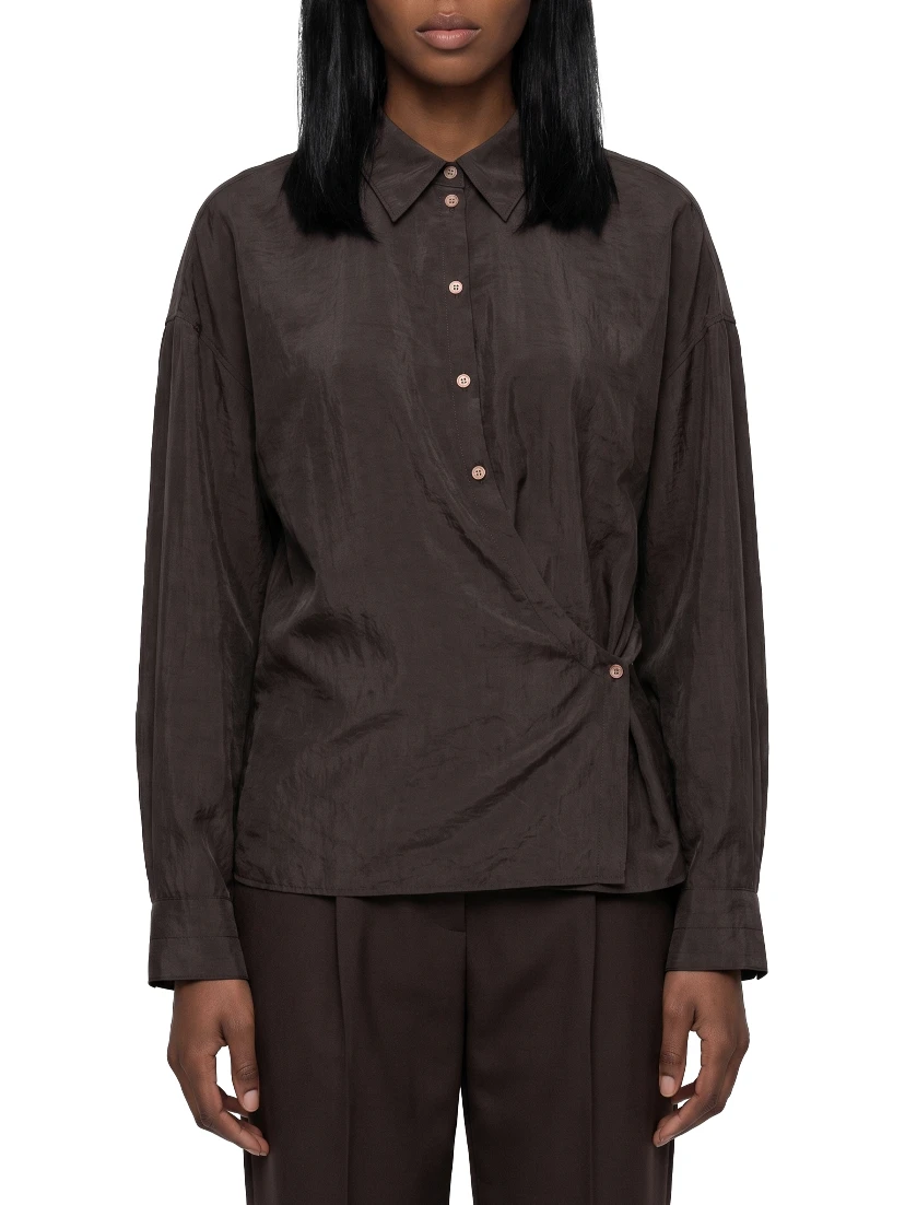 Licorice straight collar Twisted shirt