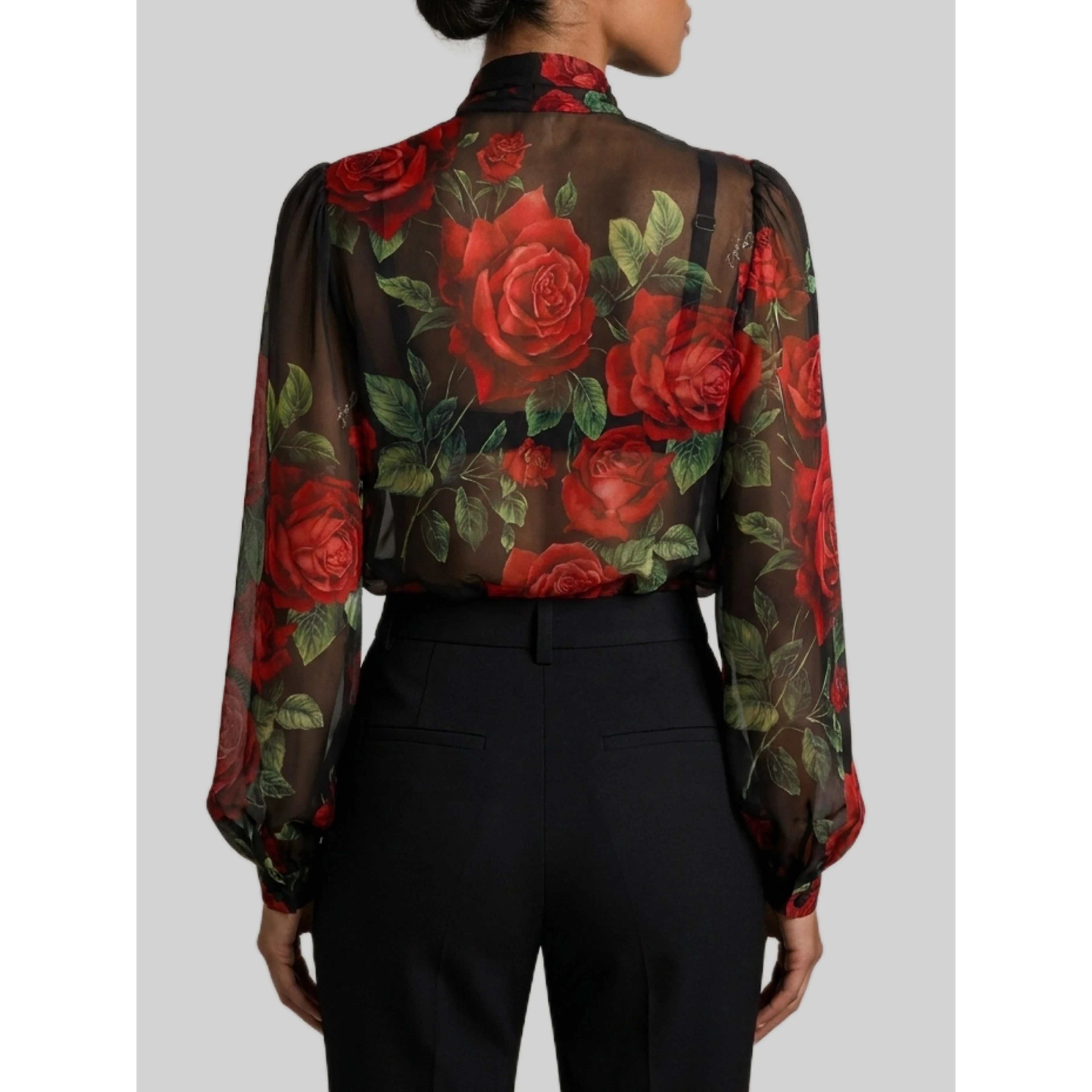 Red Rose chiffon blouse