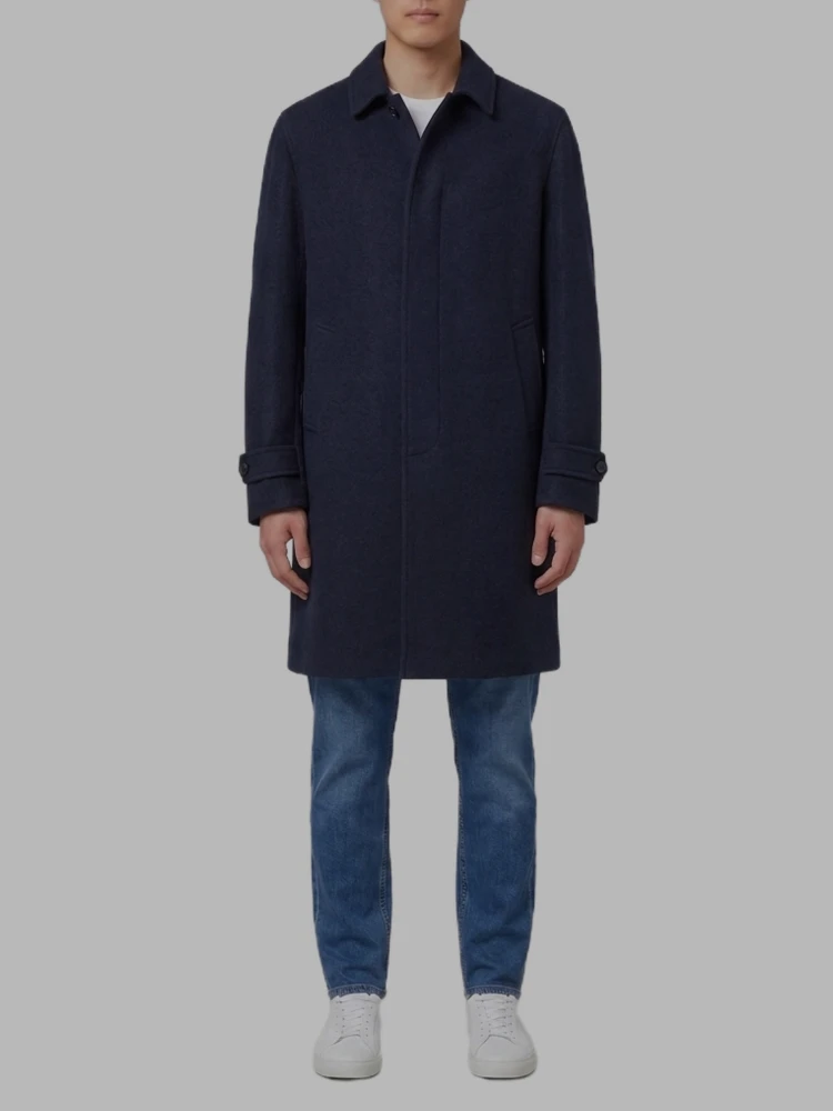 Dark blue single-breasted coat