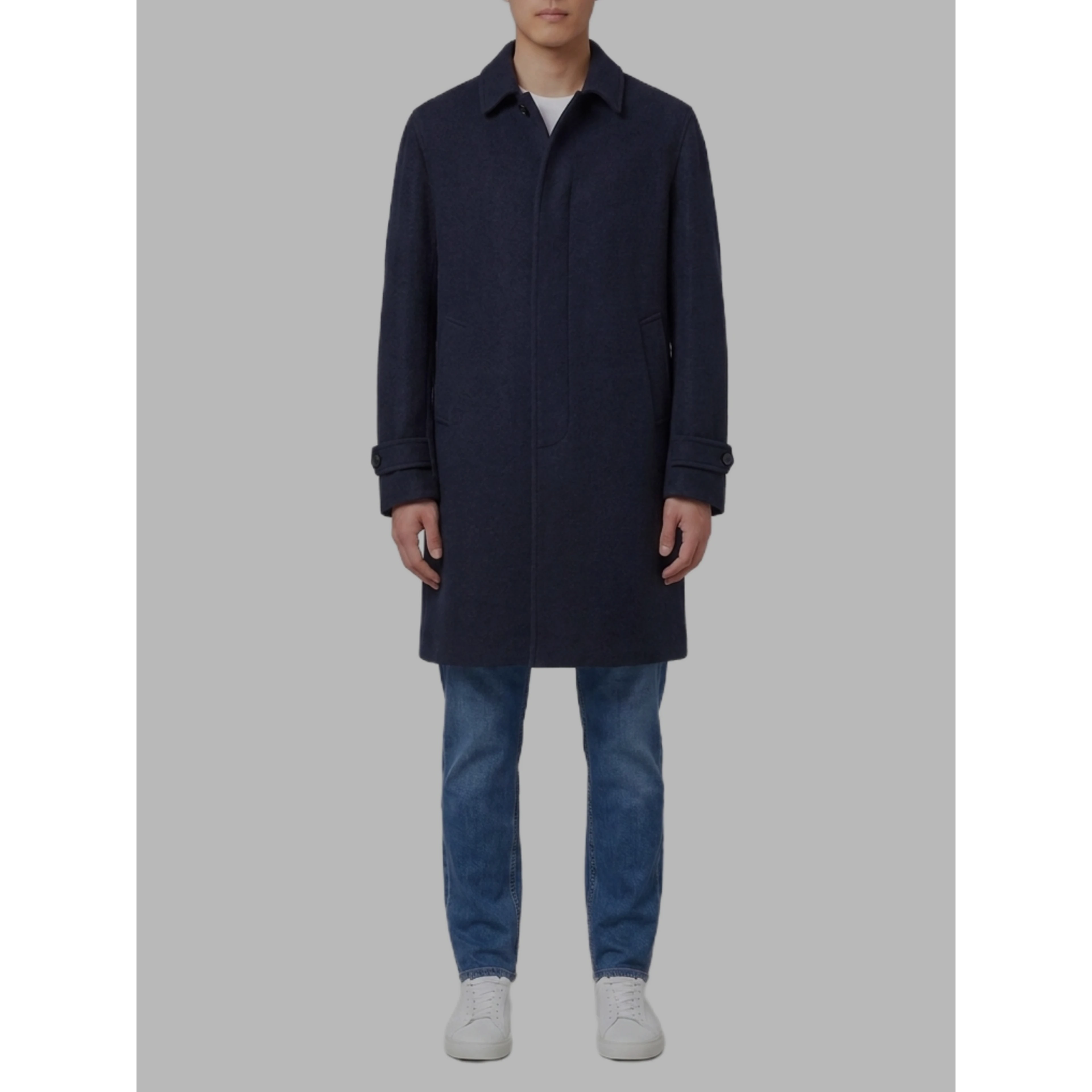 Dark blue single-breasted coat