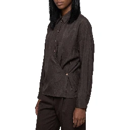 Licorice straight collar Twisted shirt
