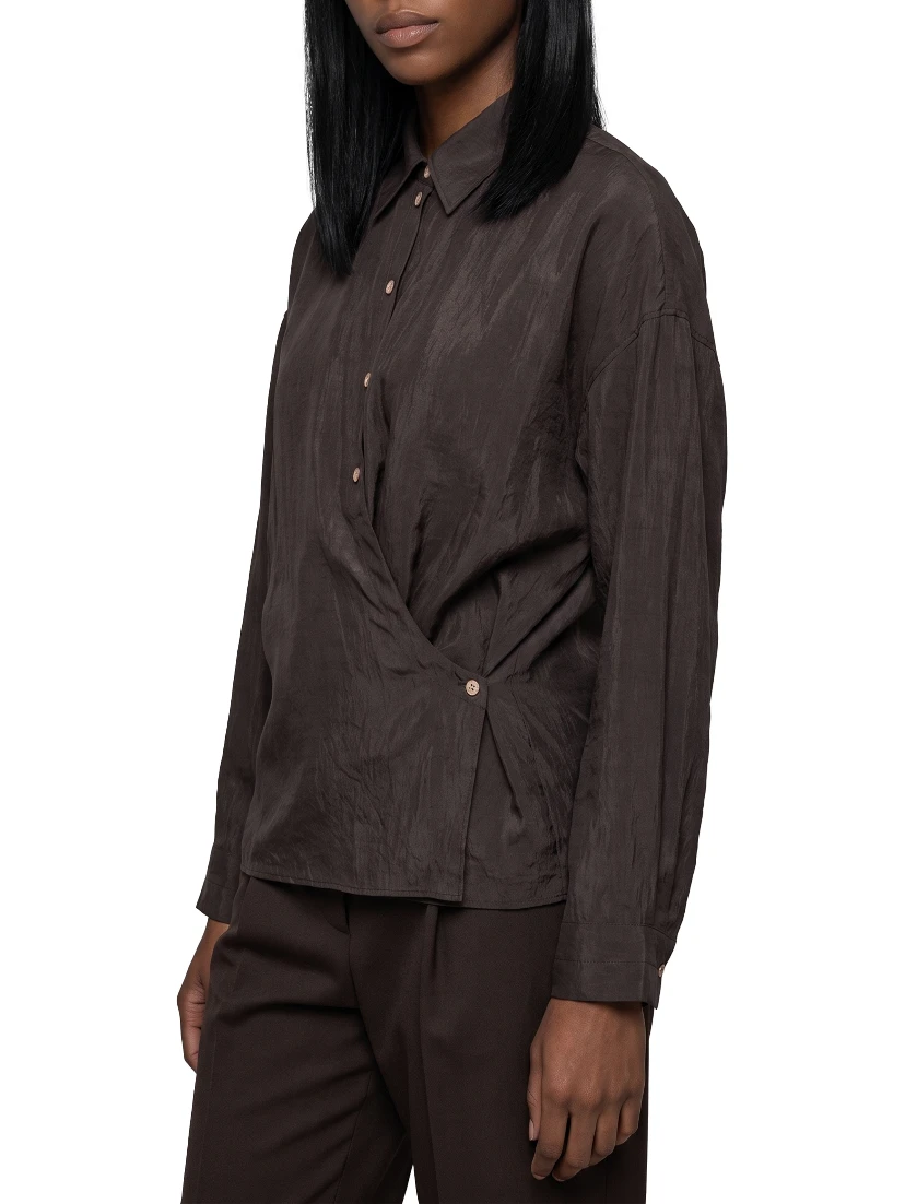 Licorice straight collar Twisted shirt