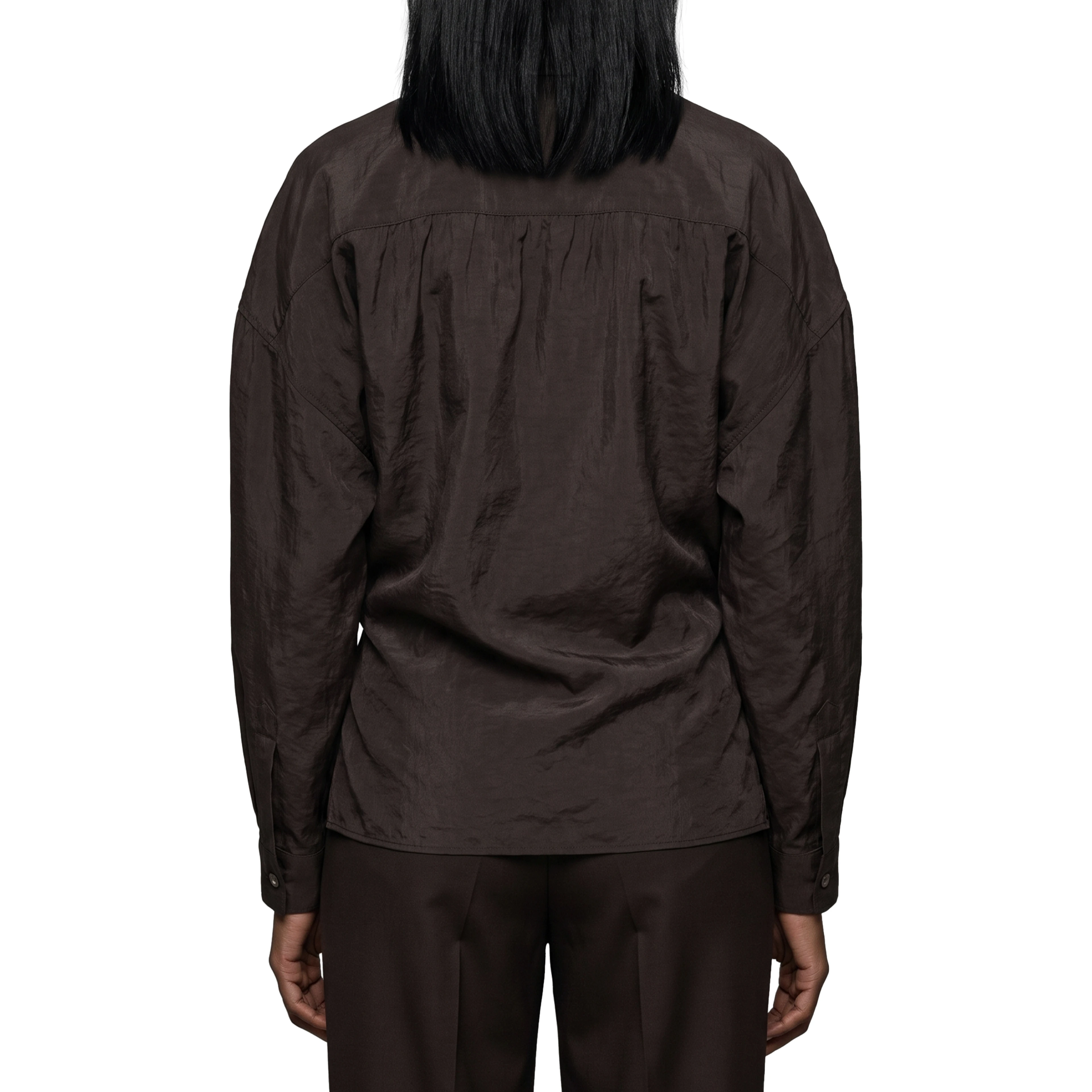 Licorice straight collar Twisted shirt