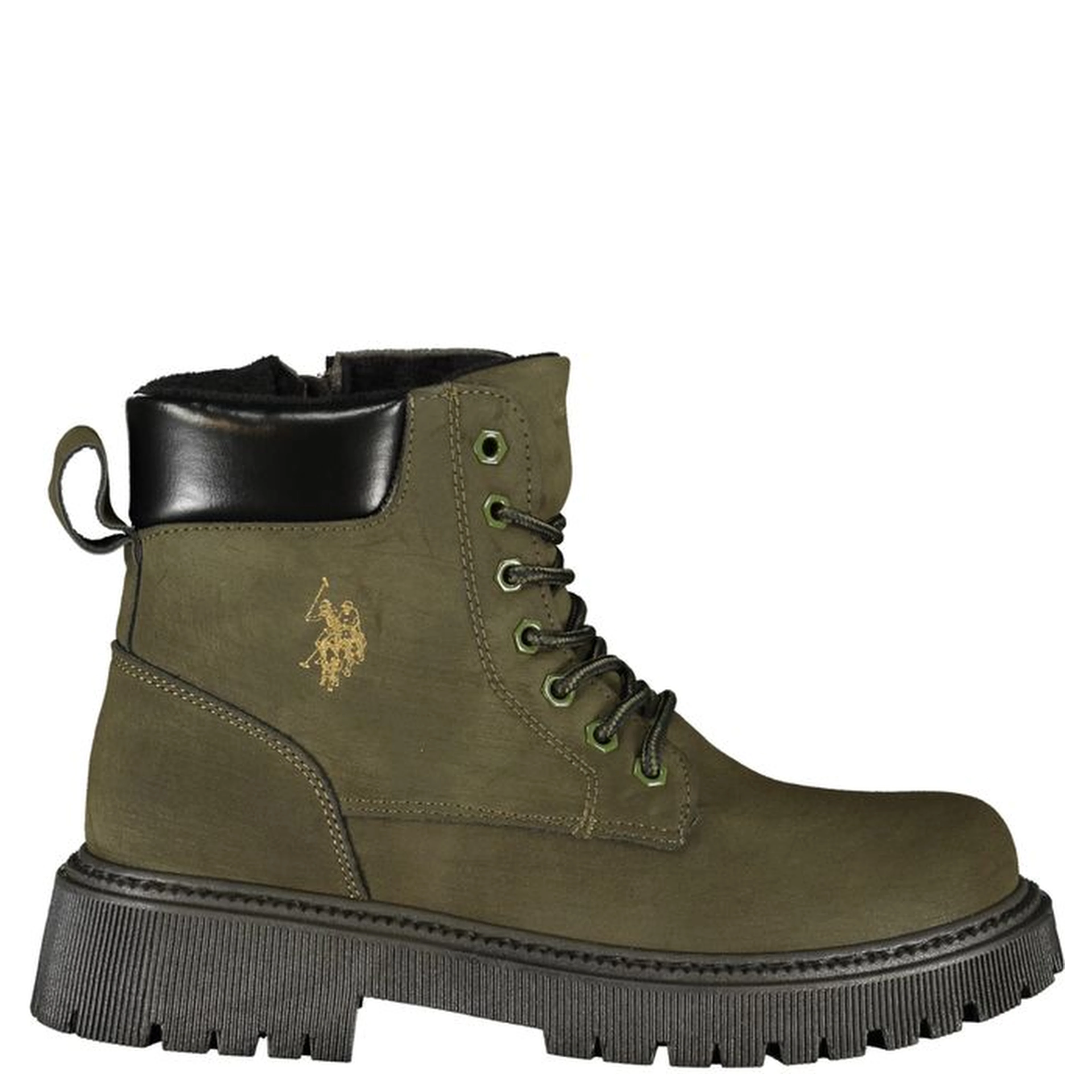 Green Polyester Ankle Boots