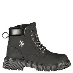 Black Polyester Ankle Boots