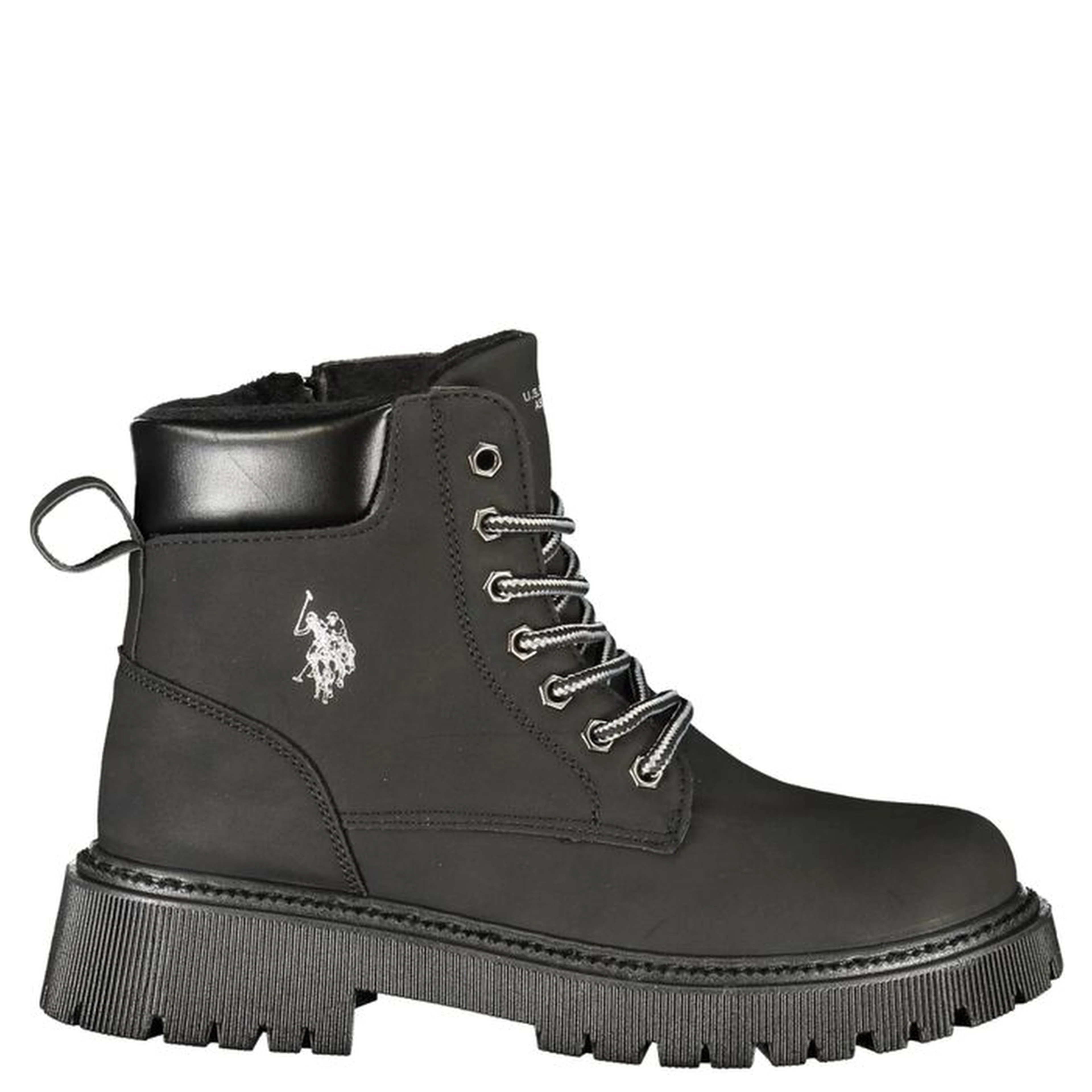 Black Polyester Ankle Boots