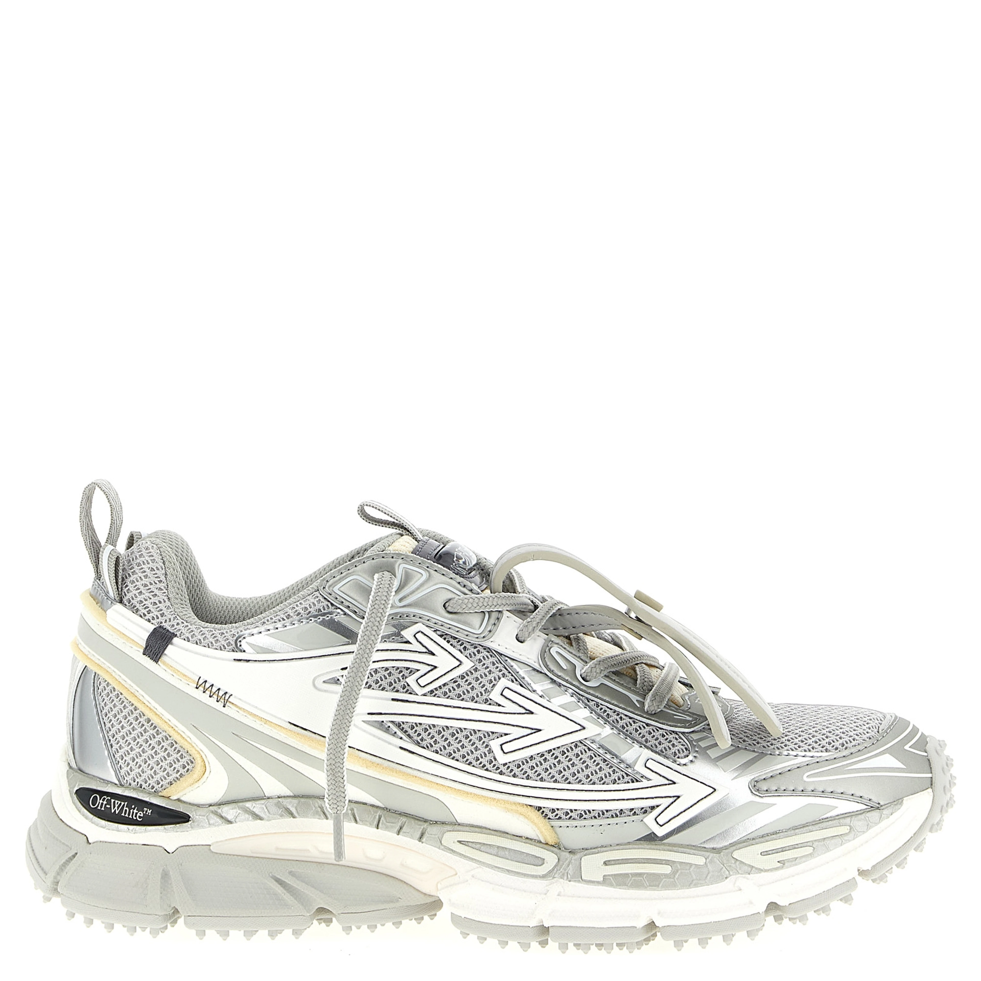 Silver Polyester Athletic Sneakers
