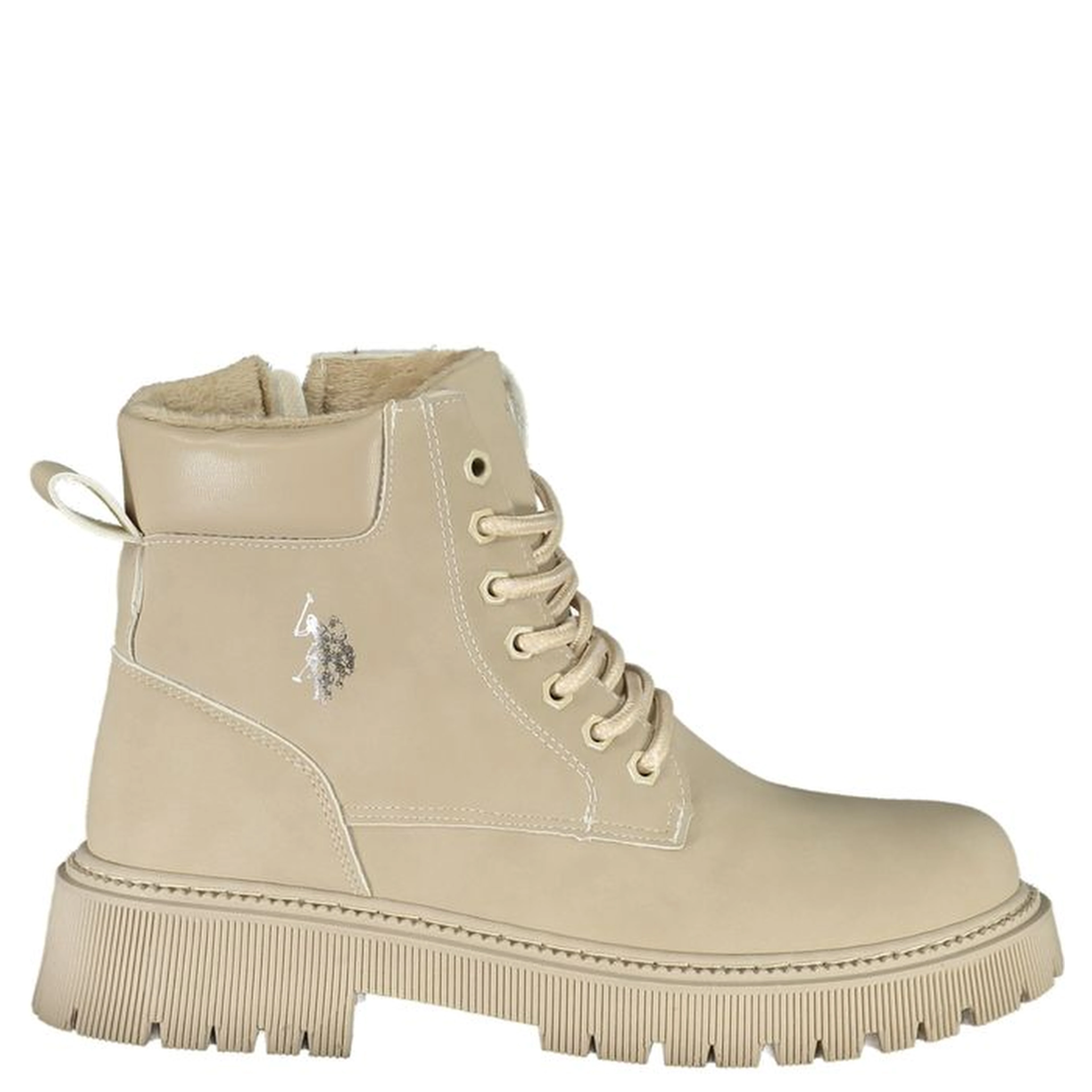 Beige Polyester Ankle Boots