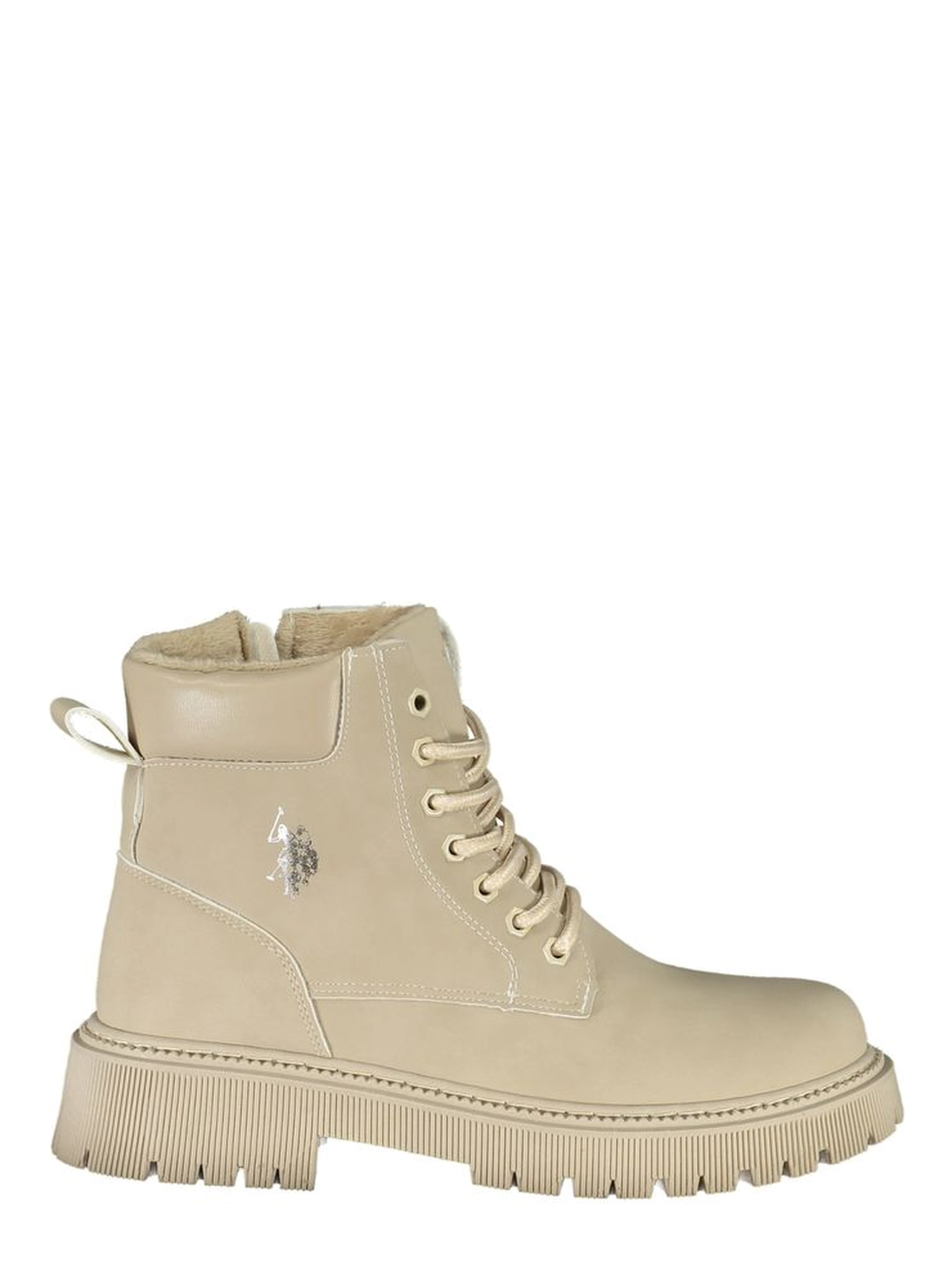 Beige Polyester Ankle Boots