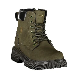 Green Polyester Ankle Boots