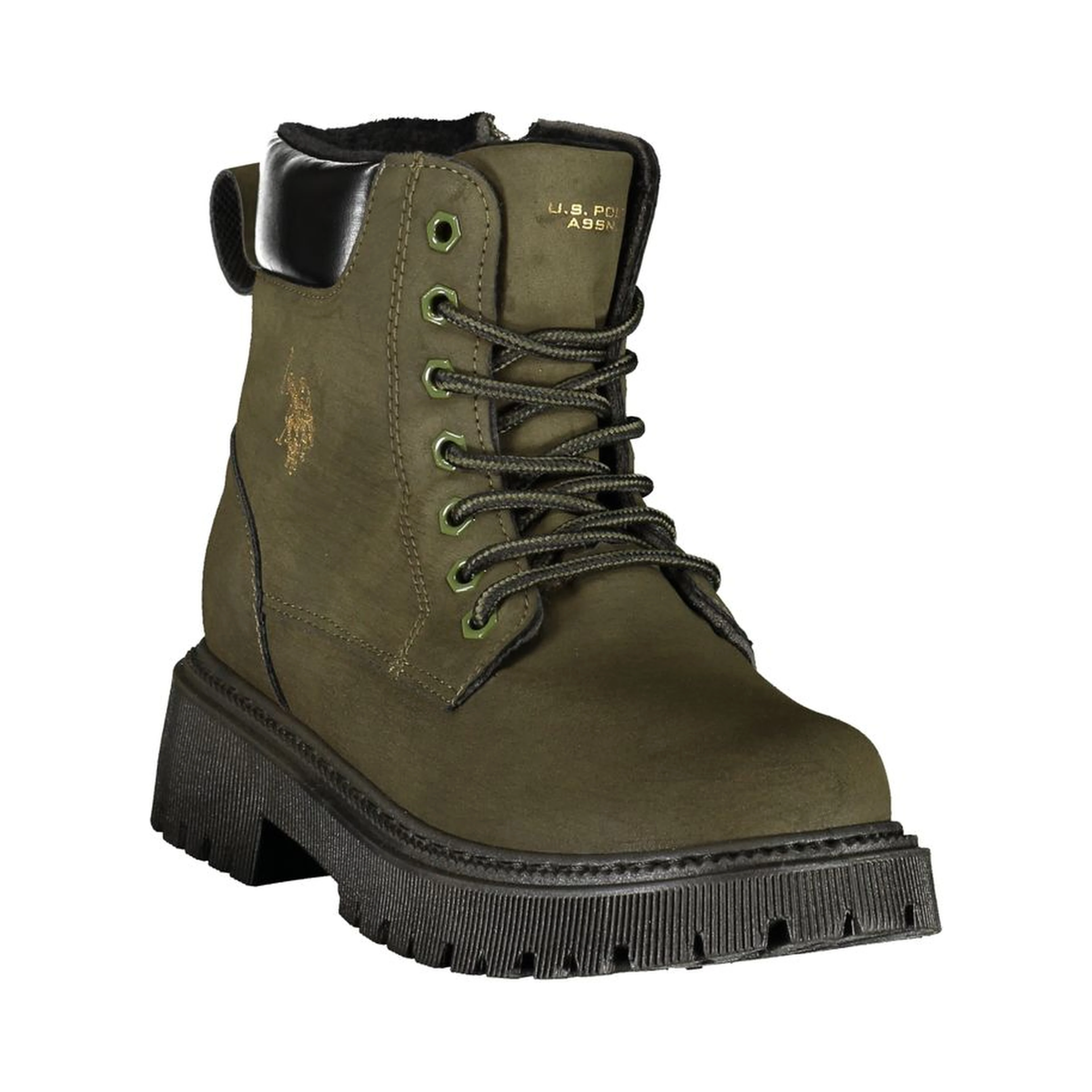 Green Polyester Ankle Boots