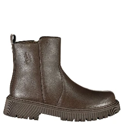 Brown Polyethylene Ankle Boots