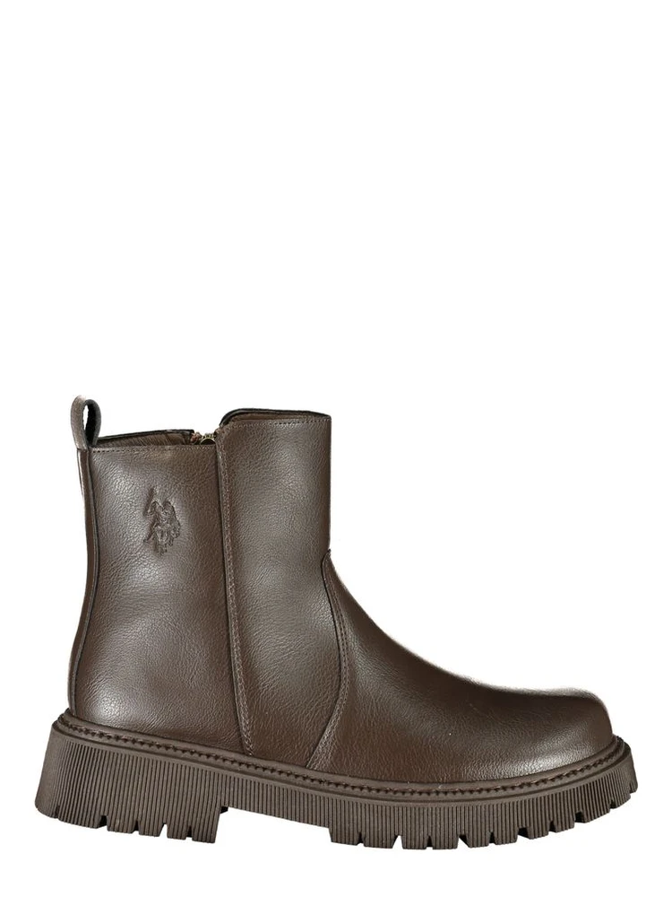 Brown Polyethylene Ankle Boots
