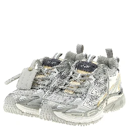 Silver Polyester Athletic Sneakers