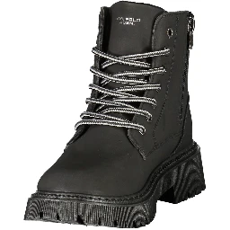 Black Polyester Ankle Boots