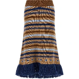 Multicolor Virgin Wool Midi Skirt