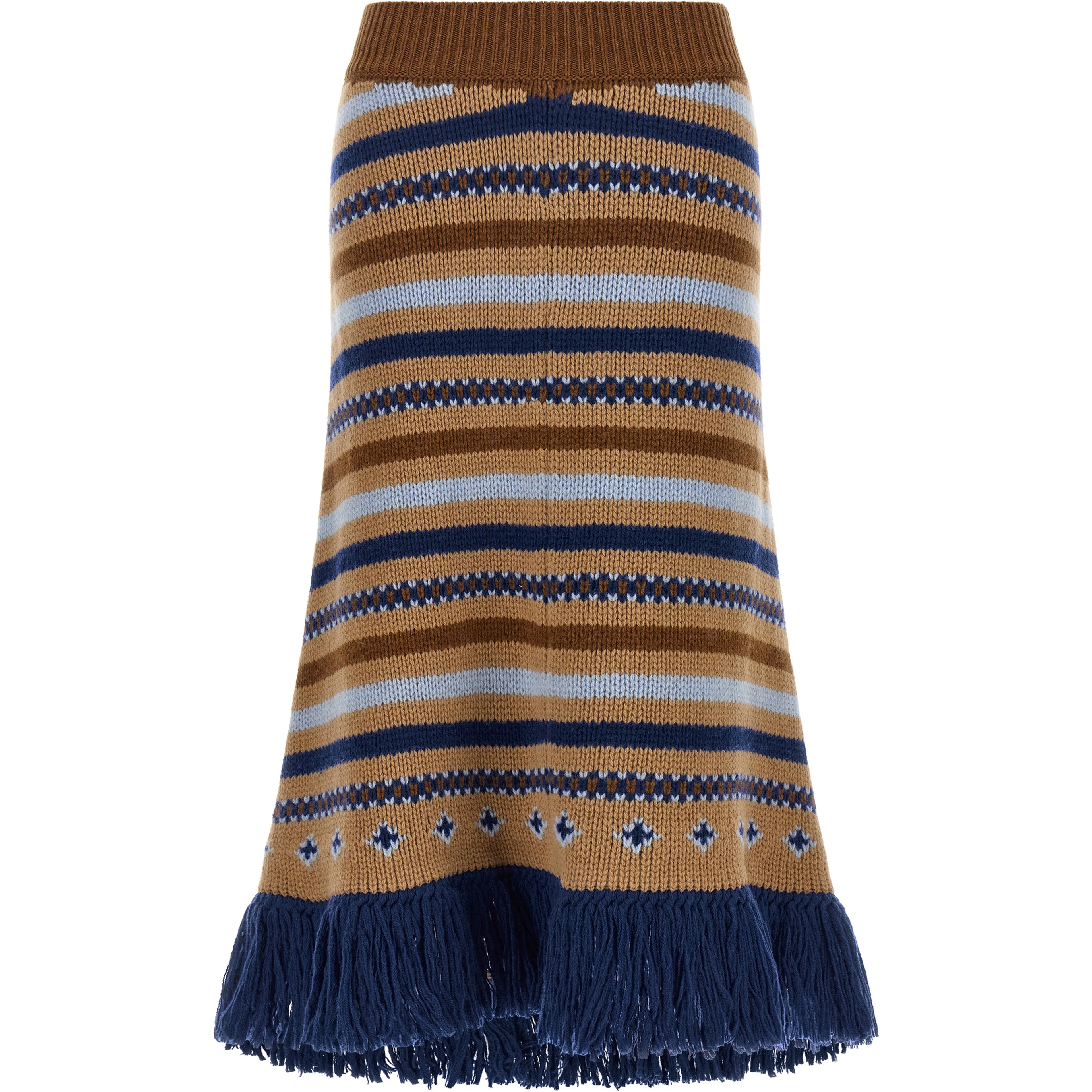 Multicolor Virgin Wool Midi Skirt