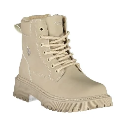 Beige Polyester Ankle Boots
