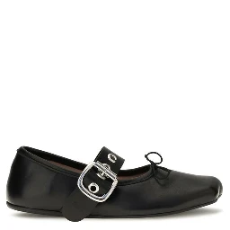 Black Calf Leather Bos Taurus Ballet Flats