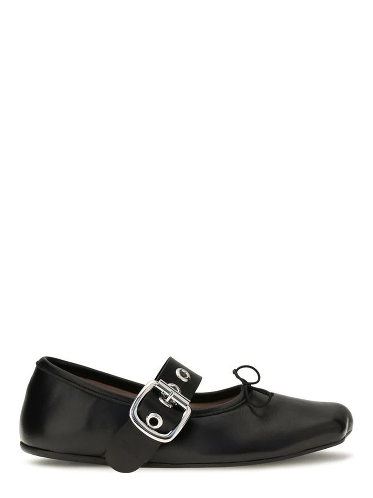 Black Calf Leather Bos Taurus Ballet Flats