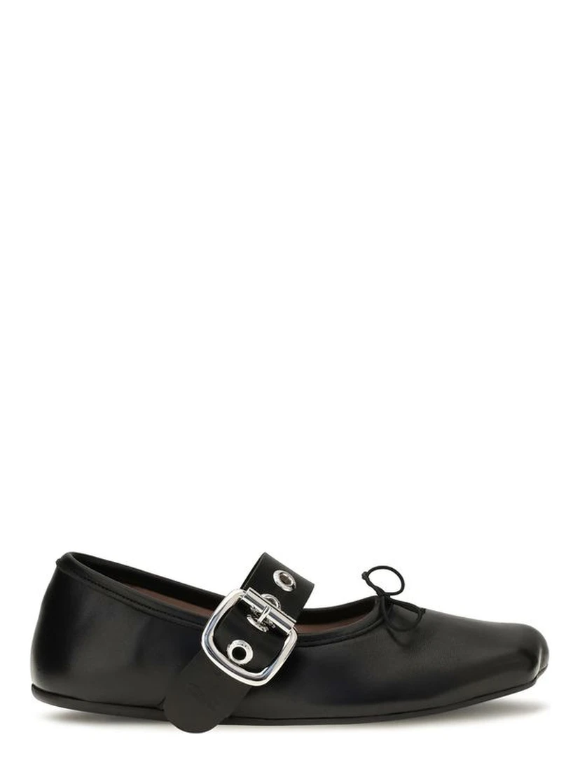 Black Calf Leather Bos Taurus Ballet Flats